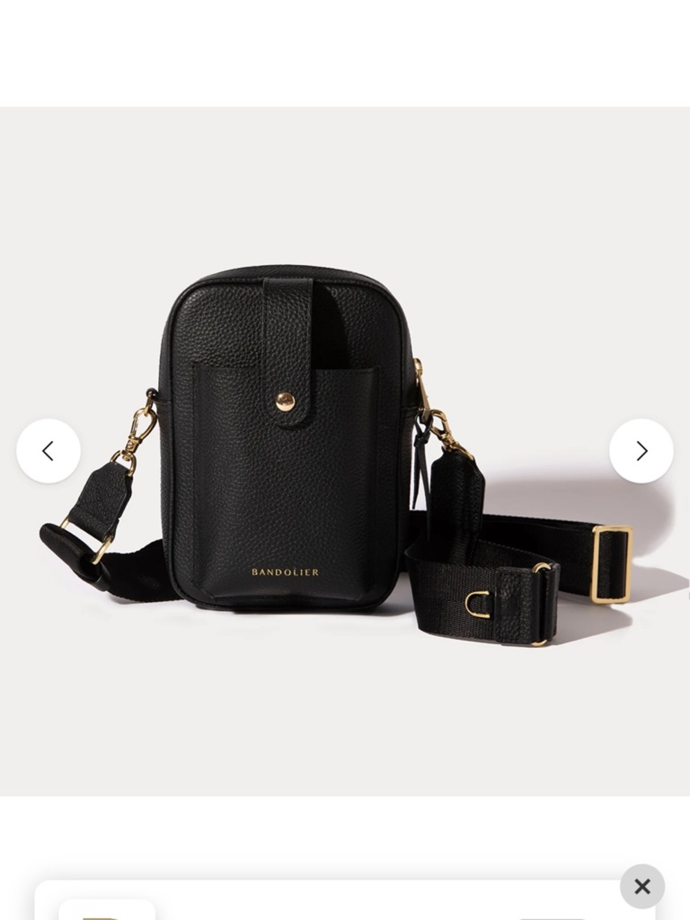 Bandolier Black Pebbled Leather Slim Crossbody Phone Pouch
